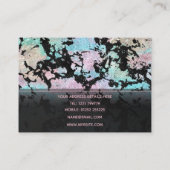 Modern holografisch en zwart Glitter Marble Afbeel Visitekaartje (Achterkant)