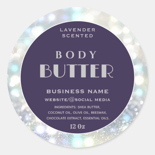 Modern holografisch glans body butter label (Voorkant)