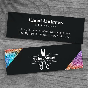 Modern holografisch glitter kapsalon logo mini visitekaartje
