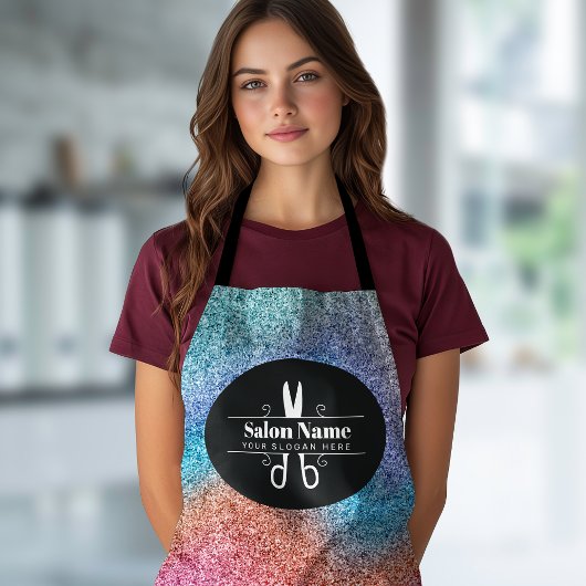 Modern holografisch glitter kapsalon logo schort