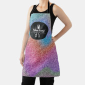 Modern holografisch glitter kapsalon logo schort (Insitu)
