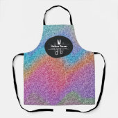 Modern holografisch glitter kapsalon logo schort (Voorkant)