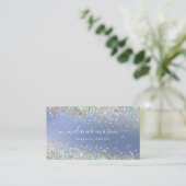 Modern holografisch glitter Makeup Artist Blue Visitekaartje (Staand voorkant)