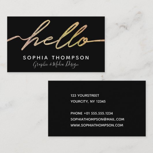 Modern holografisch Hallo script - Visitekaartje (Voorkant / Achterkant)