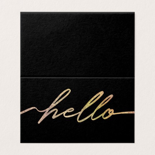 Modern holografisch Hallo script - Visitekaartje (Buitenkant ongevouwen)
