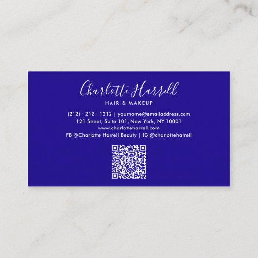 Modern holografisch iriserend script QR-code Visitekaartje (Achterkant)