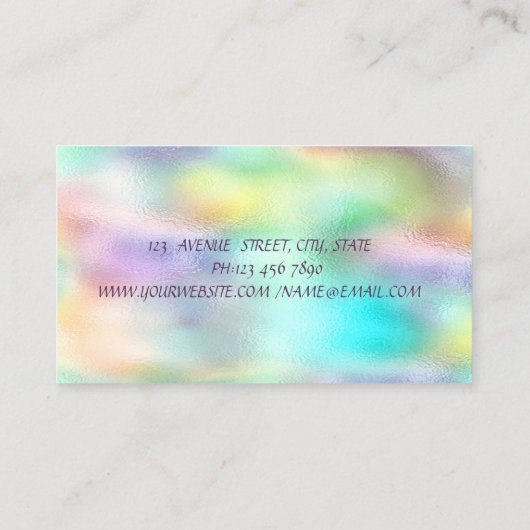 Modern holografisch kleurig instagram visitekaartje (Achterkant)