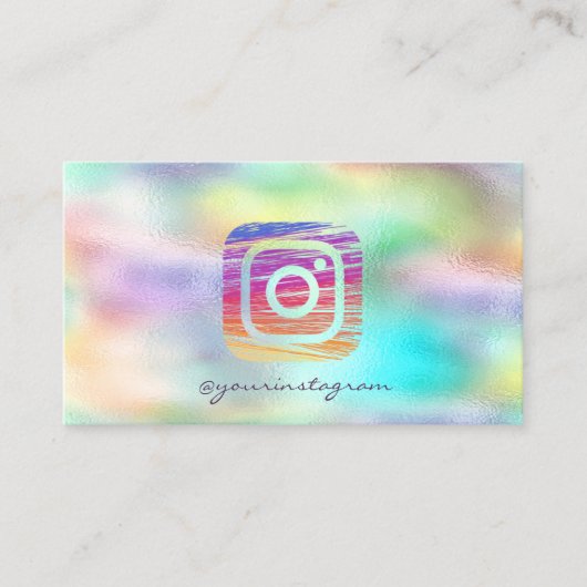 Modern holografisch kleurig instagram visitekaartje (Voorkant)
