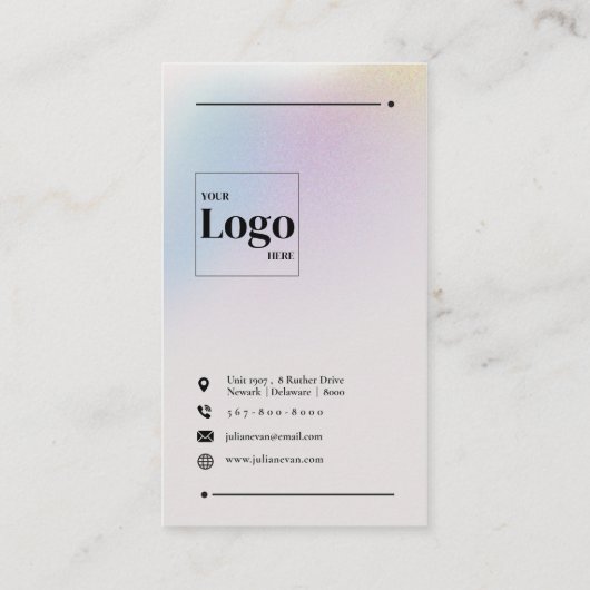 Modern Holografisch LinkedIn QR-code minimalistisc Visitekaartje (Achterkant)