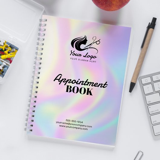 Modern holografisch logo afspraak haarstylist planner