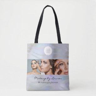 Modern holografisch logo foto make-upstudio tote bag