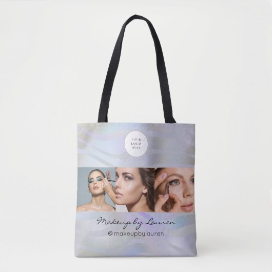 Modern holografisch logo foto make-upstudio  tote bag (Voorkant)