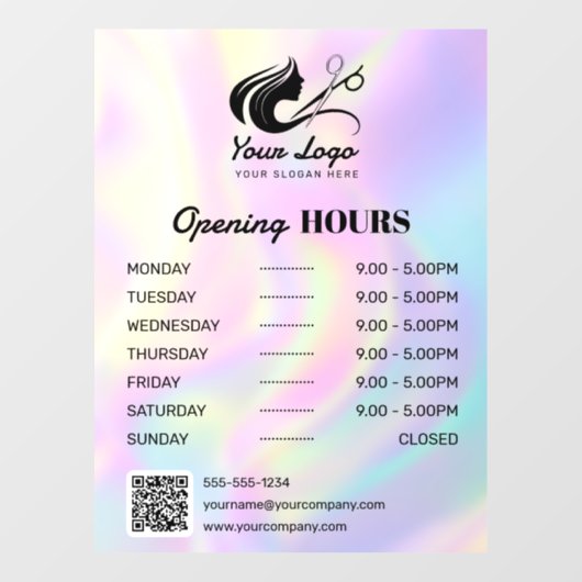 Modern holografisch logo voor kapperszaak openings raamsticker (Vel)