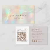 Modern Holografisch Luxe Script Aura Visitekaartje (Voorkant / Achterkant)