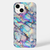 Modern holografisch marmeren stenen patroon elegan Case-Mate iPhone case (Achterkant)