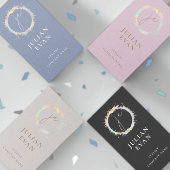 Modern Holografisch Monogram Stofblauw Visitekaartje