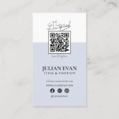 Modern Holografisch Monogram Stofblauw Visitekaartje (Achterkant)