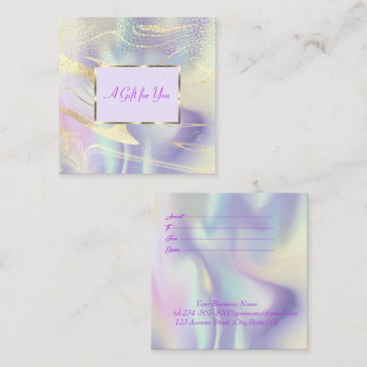 Modern Holografisch, Opal, Lijst, Confetti Kortingskaartje (Voorkant / Achterkant)