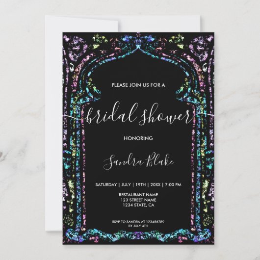 Modern Holografisch Ornament Indiaas Vrijgezellenf Kaart (Voorkant)