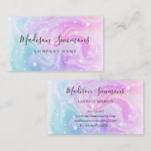 Modern Holografisch Paars blauw Glitter Chic Scrip Visitekaartje (Voorkant / Achterkant)