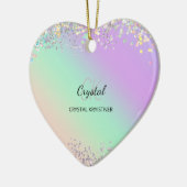 Modern holografisch pastelglittermonogram keramisch ornament (Links)