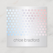 Modern holografisch puntpatroon op faux zilver vierkante visitekaartje (Voorkant)