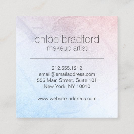 Modern holografisch puntpatroon op faux zilver vierkante visitekaartje (Achterkant)