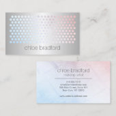 Modern holografisch puntpatroon op faux zilver visitekaartje (Voorkant / Achterkant)