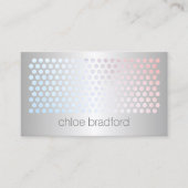 Modern holografisch puntpatroon op faux zilver visitekaartje (Voorkant)