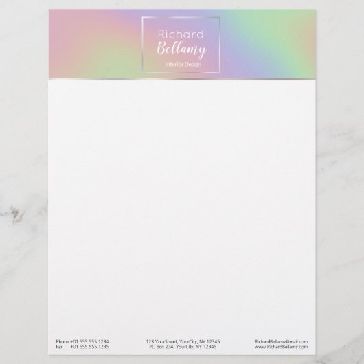 Modern Holografisch regenboogeffect Metaal Lijst Briefhoofd Sjabloon (Voorkant)