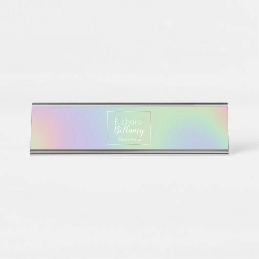 Modern Holografisch regenboogeffect Metaal Lijst Bureau Naambordje (Voorkant)