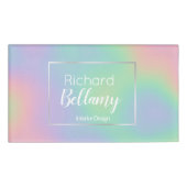 Modern Holografisch regenboogeffect Metaal Lijst Naambadge (Voorkant)