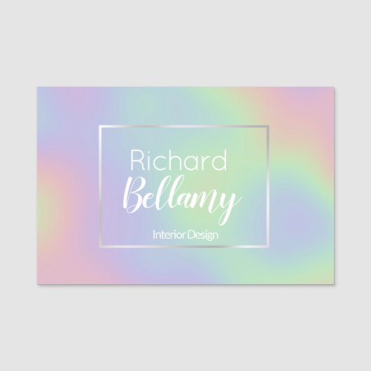 Modern Holografisch regenboogeffect Metaal Lijst Naamplaatje (Voorkant)