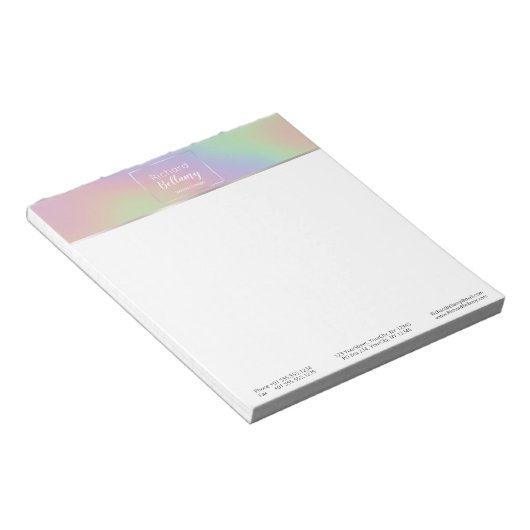 Modern Holografisch regenboogeffect Metaal Lijst Notitieblok (Schuin)