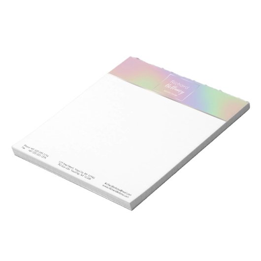 Modern Holografisch regenboogeffect Metaal Lijst Notitieblok (Linkerzijde)