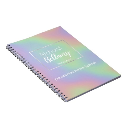 Modern Holografisch regenboogeffect Metaal Lijst Notitieboek (Rechterzijde)