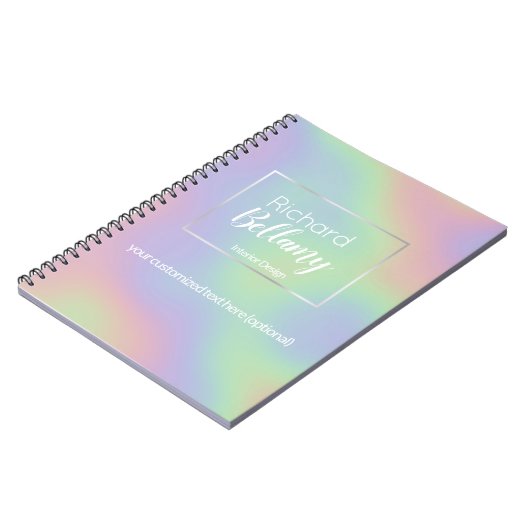 Modern Holografisch regenboogeffect Metaal Lijst Notitieboek (Linkerzijde)