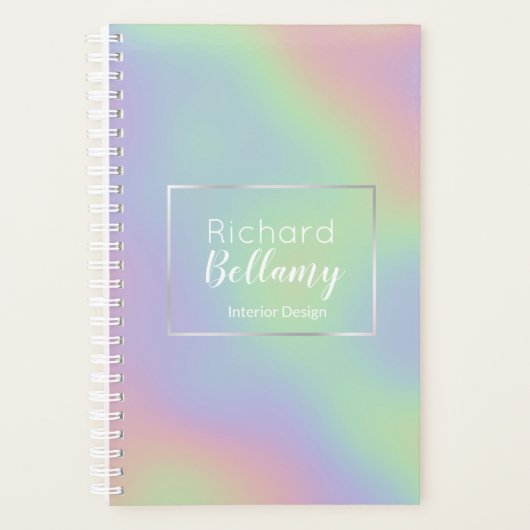 Modern Holografisch regenboogeffect Metaal Lijst Planner (Voorkant)