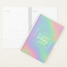 Modern Holografisch regenboogeffect Metaal Lijst Planner