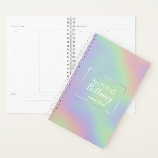 Modern Holografisch regenboogeffect Metaal Lijst Planner (Display)