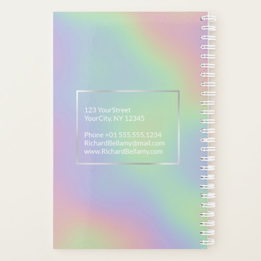 Modern Holografisch regenboogeffect Metaal Lijst Planner (Achterkant)