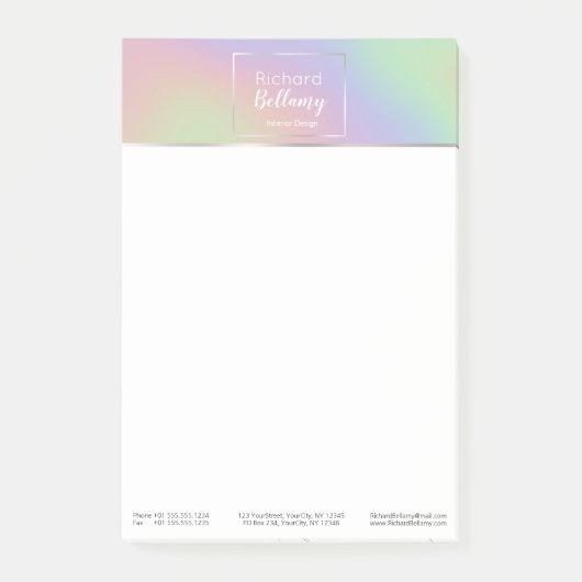 Modern Holografisch regenboogeffect Metaal Lijst Post-it® Notes (Voorkant)