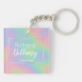 Modern Holografisch regenboogeffect Metaal Lijst Sleutelhanger (Achterkant)