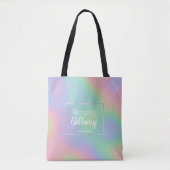 Modern Holografisch regenboogeffect Metaal Lijst Tote Bag (Voorkant)