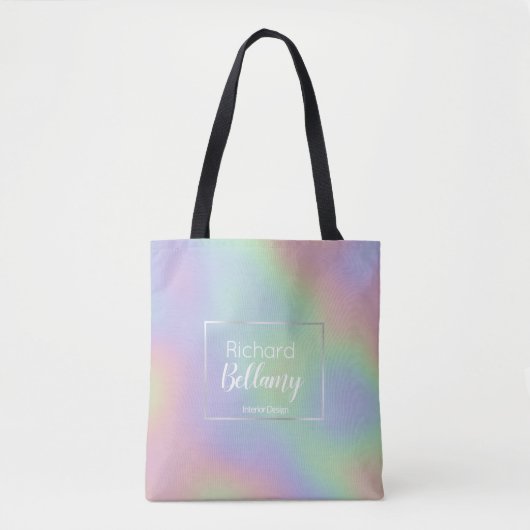 Modern Holografisch regenboogeffect Metaal Lijst Tote Bag (Voorkant)