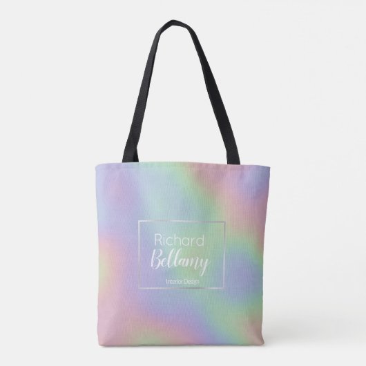 Modern Holografisch regenboogeffect Metaal Lijst Tote Bag (Achterkant)