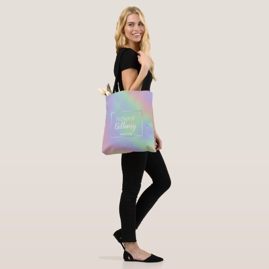 Modern Holografisch regenboogeffect Metaal Lijst Tote Bag (Op model)