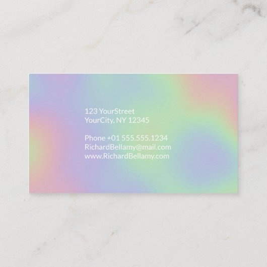 Modern Holografisch regenboogeffect Metaal Lijst Visitekaartje (Achterkant)