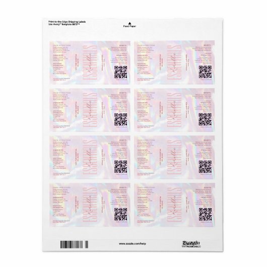 Modern Holografisch Roze Bad Lichaam Schoonheid Se Etiket (Full Sheet)