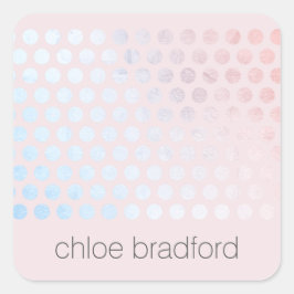 Modern holografisch stippenpatroon op roze vierkante sticker